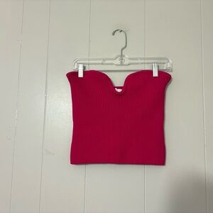 ASTR The Label Magenta Ribbed Knit Crop Top Strapless Size M